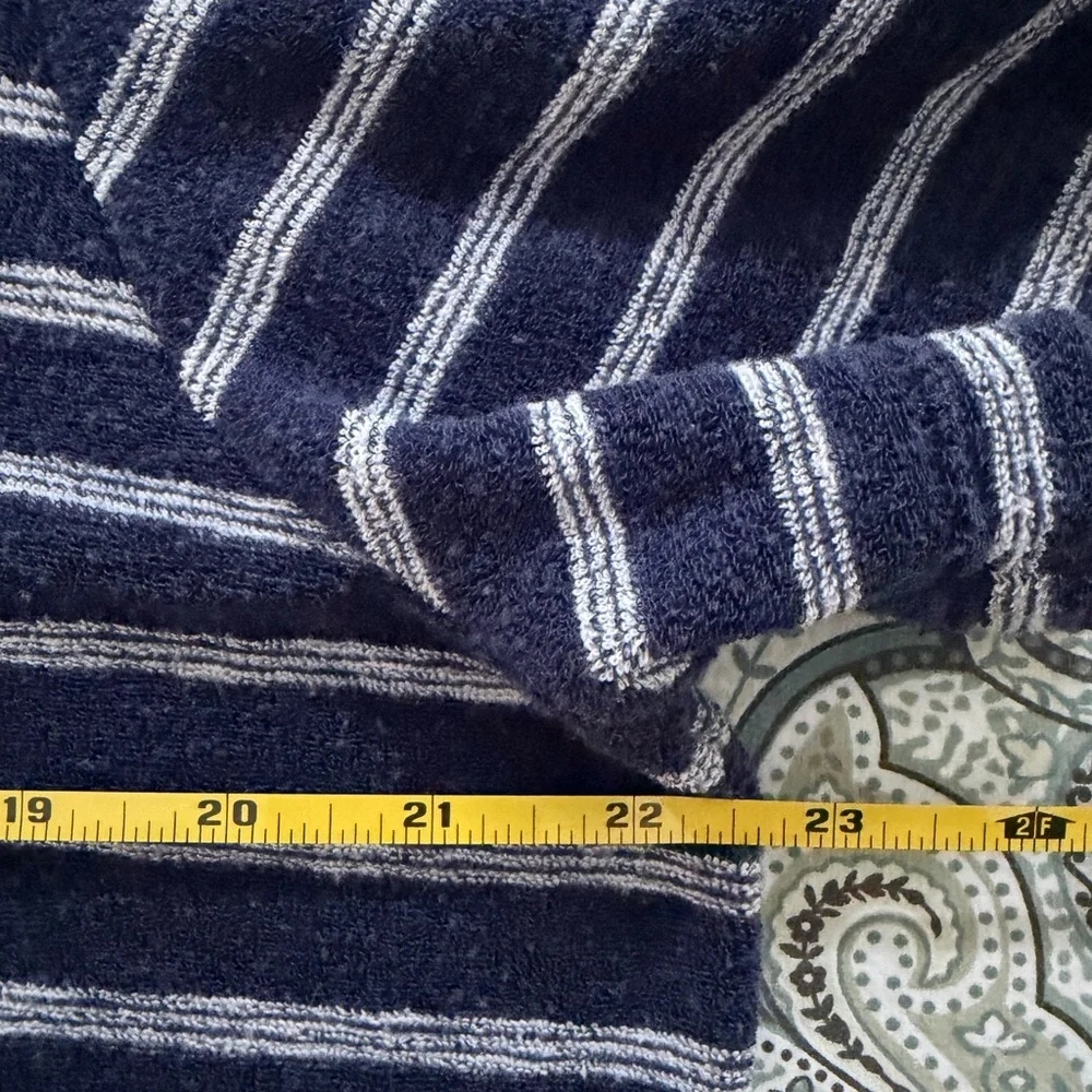 Marine Layer Terry Navy and White Striped Polo Shirt - Picture 4 of 5